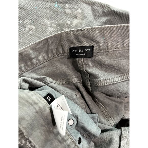 John Elliott Season Nine Jeans in Grey Paint Splatter - Picture 8 of 8